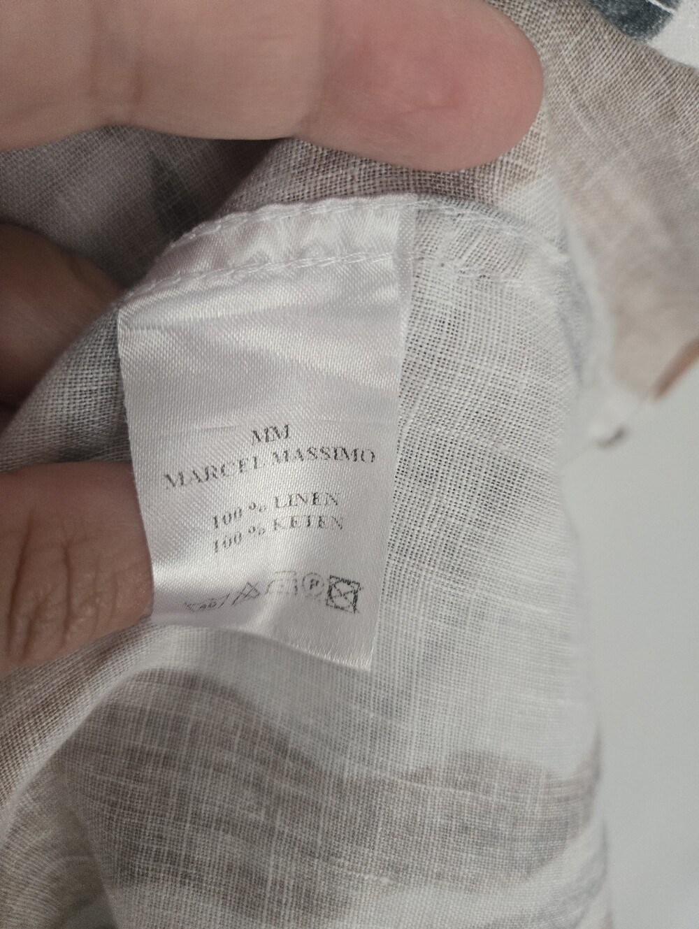 MARCEL MASSIMO Long-Sleeve Linen Shirt in Brown & Gray Button-Up - Picture 7 of 15